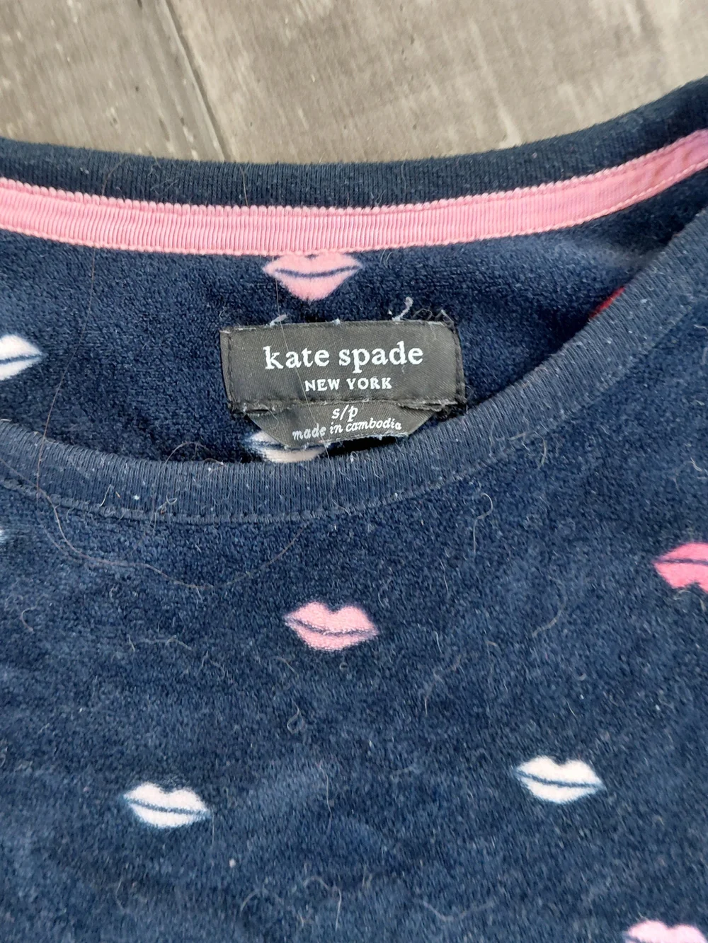 kate spade Navy Pajama Set with Pink & Red Lip Print